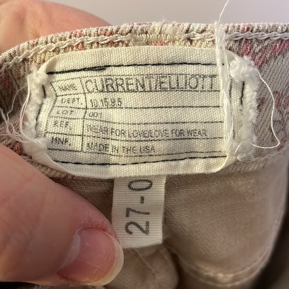 Current Elliott The Stiletto khaki paisley Cropped Ankle Skinny jeans Size 27 - Picture 7 of 17